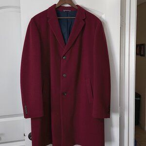 Tommy Hilfiger Men’s Wool Blend Overcoat Cranberry Red XXL
